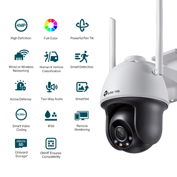 VIGI 4MP Outdoor Full-Color Wi-Fi Pan Tilt Network Camera